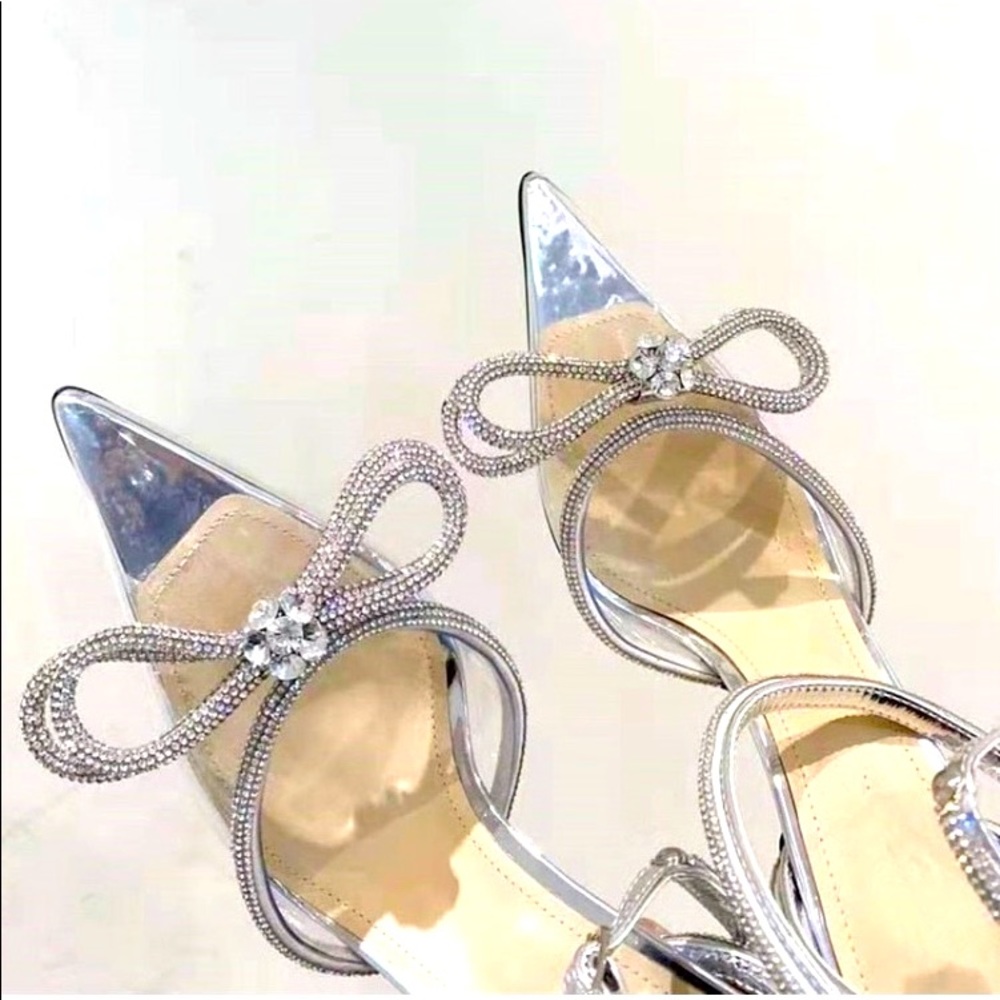 NEW Rhinestone Clear Bow Heels